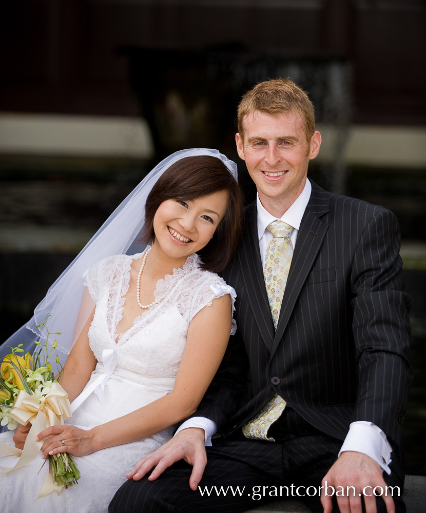 Tyler and Chuan bride and groom wedding portrait at pulai springs johor